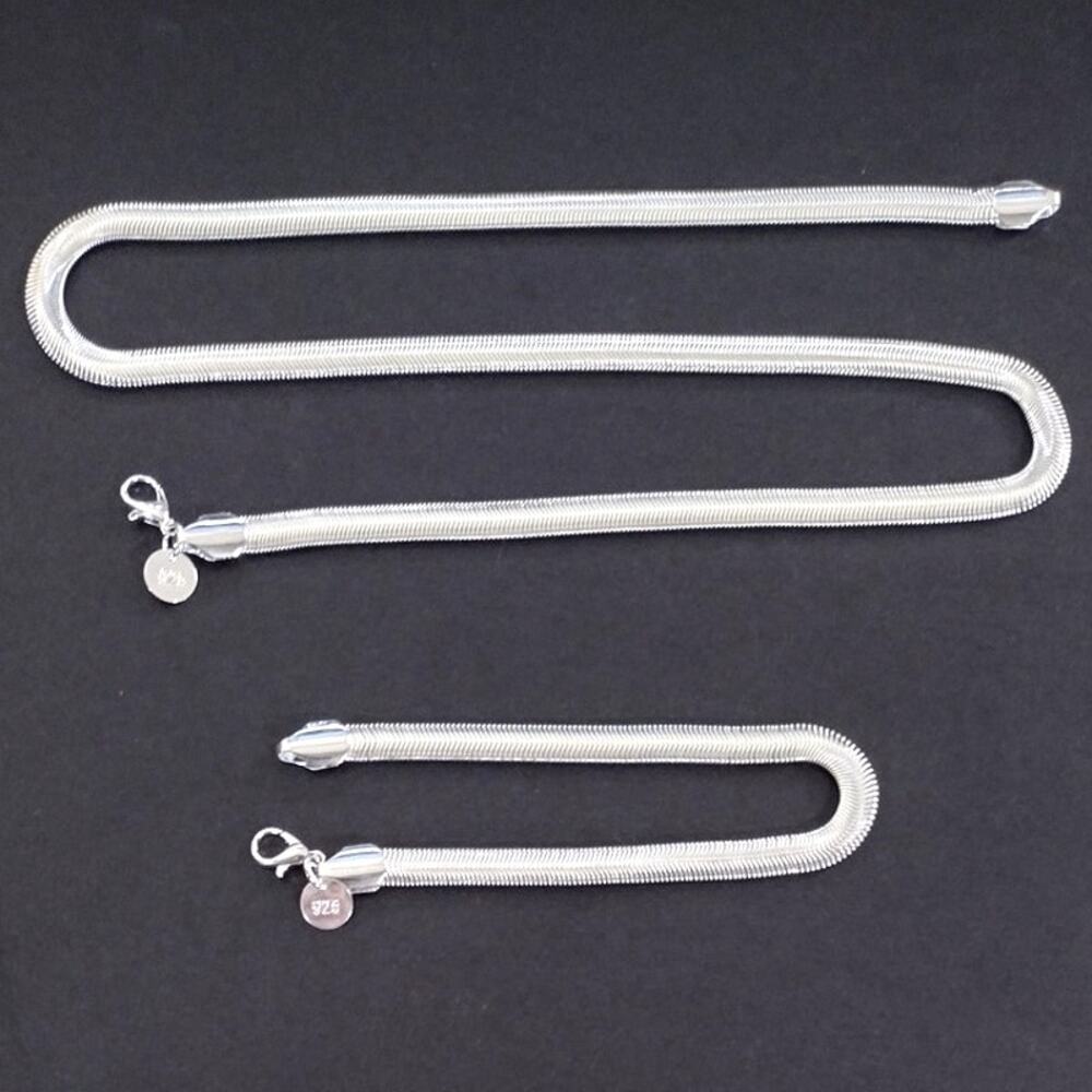 925 Sterling Silver Necklace & Bracelet Set Snake Chain Christmas Birthday Gift